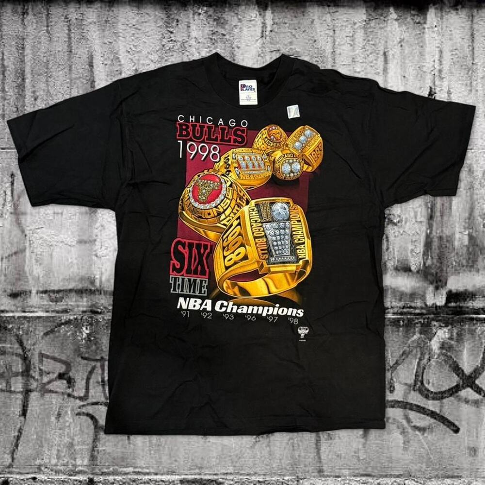 Deadstock 1998 Chicago Bulls Championship Rings Tee – XL – Black – NBA Finals